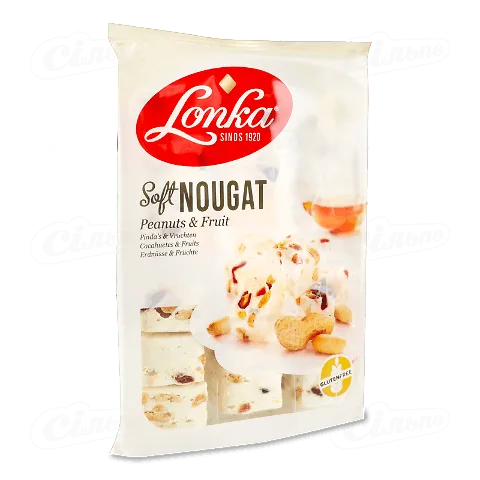 Цукерки Lonka Soft Nougat з арахісом та фруктами, 220г