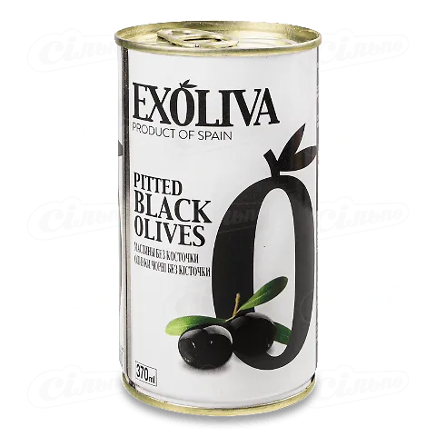 Маслини Exoliva чорні без кісточки, 370мл