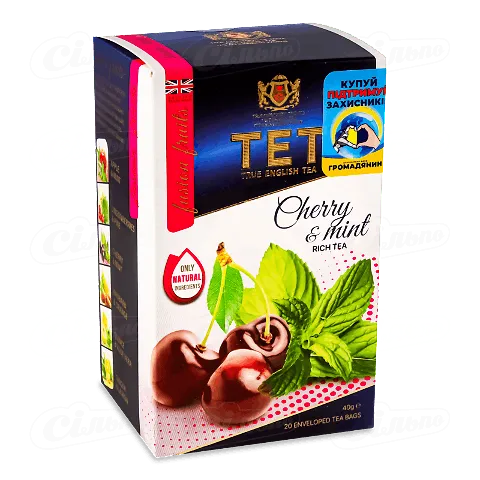 Чай чорний ТЕТ вишня та м'ята, 20*2г