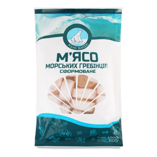 М'ясо Морських Гребінців В/ґ, Сформоване, Морожене, З Захисною Глазур'ю, 1 кг