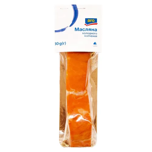Масляна Aro холодного копчення філе-шматок на шкірі 180г