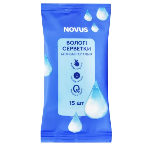 Серветки вологі Novus антибактеріальні 15шт