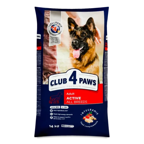 Корм для дорослих собак Club 4 Paws Activ з куркою сухий
