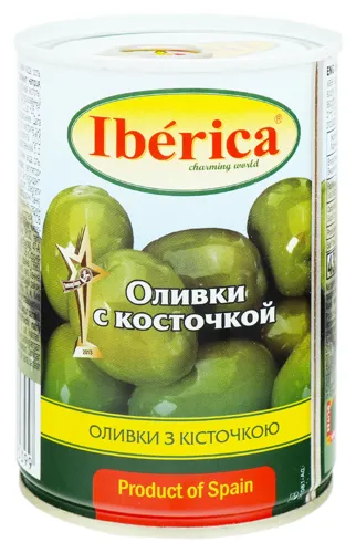 Оливки Iberica зелені з залізній банці 420г