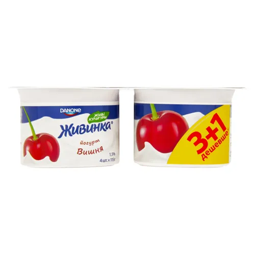 Йогурт 1.5% Вишня Живинка ст 4х115г