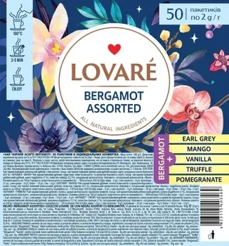 Чай черний Lovare Асорти Бергамот 50 пакетів