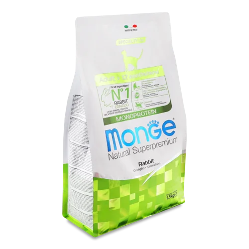 Корм Сухий Повнораціонний Для Котів З М'ясом Кроля Adult Natural Superpremium Monge, м/у 1.5кг