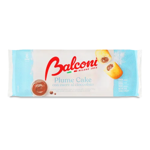 Бісквіт З Шоколадом В/ґ Plume Cake Balconi, 6 Х 38 Г