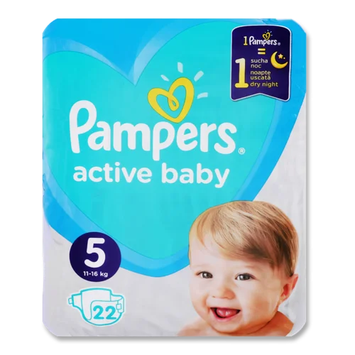 Підгузки Дитячі 11-16кг 5 Active Baby Pampers, 22шт, в/ґ