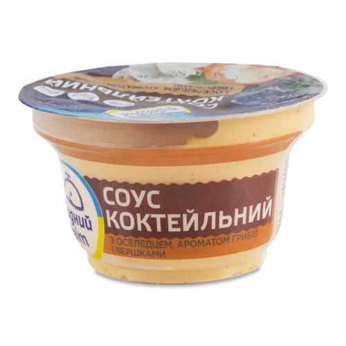Соус коктейльний з оселедцем, ароматом грибів та вершками, пастеризований, з/б 160г