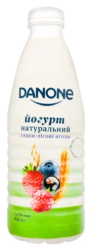 Йогурт 1.5% питний Злаки-лісові ягоди Danone 800г