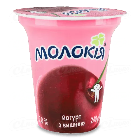Йогурт Молокія з вишнею густий 2%, 240г