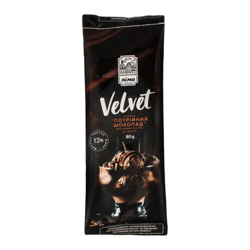 Морозиво 13% ескімо пломбір шоколадний в шоколадній глазурі Velvet Лімо м/у 80г