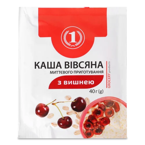 Каша Вівсяна Миттєвого Приготування З Вишнею, ТМ '1', 40г