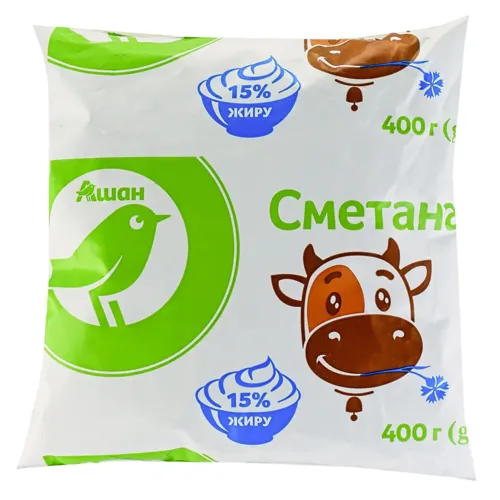 Сметана Ашан 15% 400г