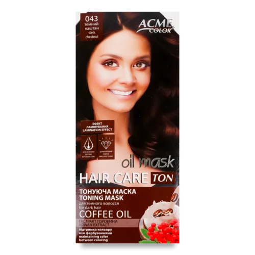 Маска для волосся Acme Color тонуюча «Рябина TON» Oil Mask №043 Темний каштан