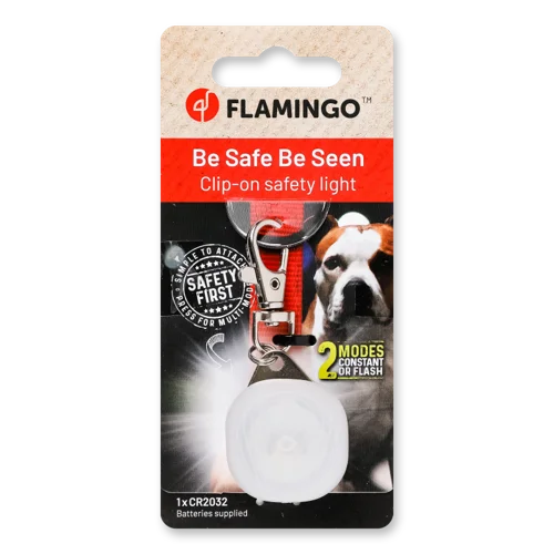 Брелок-Диск Для Тварин Білий Світло Безпеки Зейн Flamingo 1шт