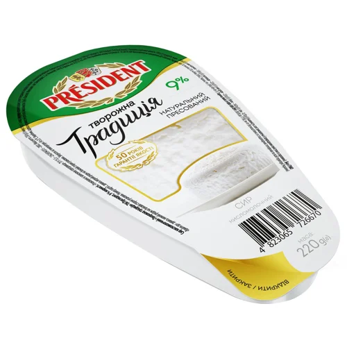 Сир кисломолочний President Творожна традиція 9% 250г