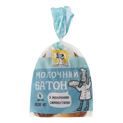 Батон половинка в нарізці Молочний Рома м/у 0.225кг