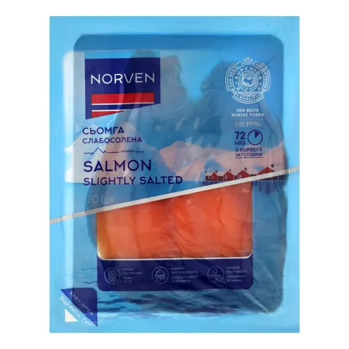 Сьомга нарізка Norven солена вищого ґатунку 120г