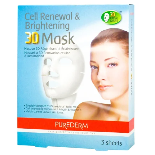 Маска для обличчя Purederm для обличчя освітлююча 3D 3шт*25г