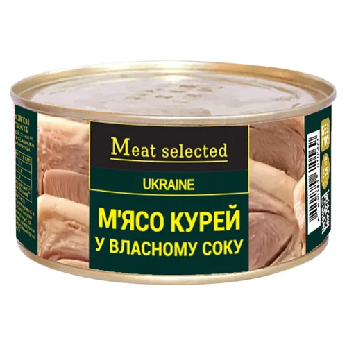 М'ясо курей Meat Selected консервоване у власному соку 325г