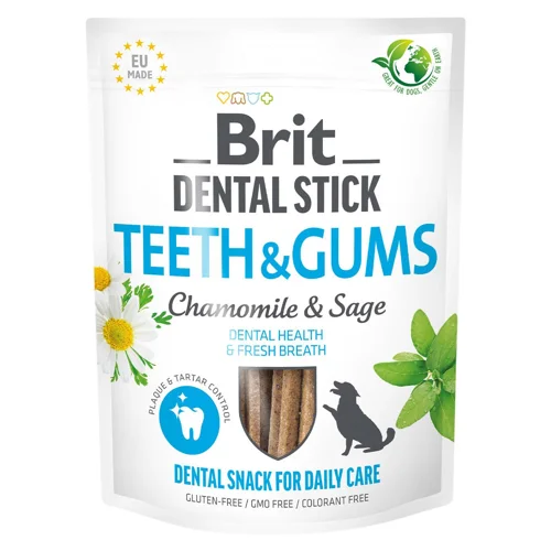 Ласощі для собак Brit Care Dental Stick Teeth & Gums з ромашкою та шавлією палички для здоров'я ясен і зубів 251г