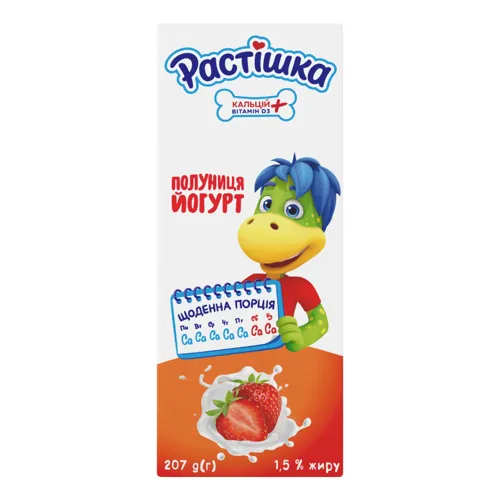 Йогурт 1.5% для дітей від 3 років питний Полуниця Растішка т/п 207г