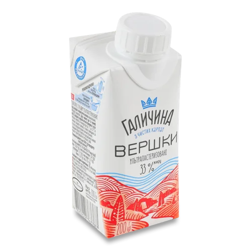 Вершки 33% Ультрапастеризовані Галичина, Тарасівка, 200г