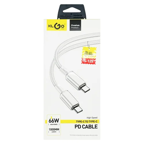 Кабель Klgo передачі даних PD/66W Type-C to Type-C 1м S-125