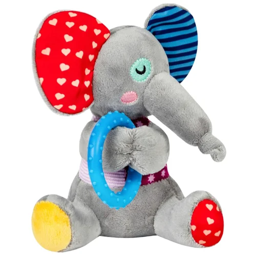 Іграшка для собак GiGwi Plush Слоник з кільцем та пищалкою 16см