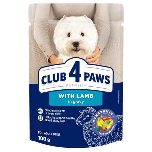 Корм вологий Club 4 Paws Premium з ягням для собак малих порід 100г