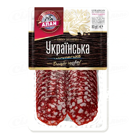 Ковбаса Алан Українська сирокопчена вищий гатунок 80г