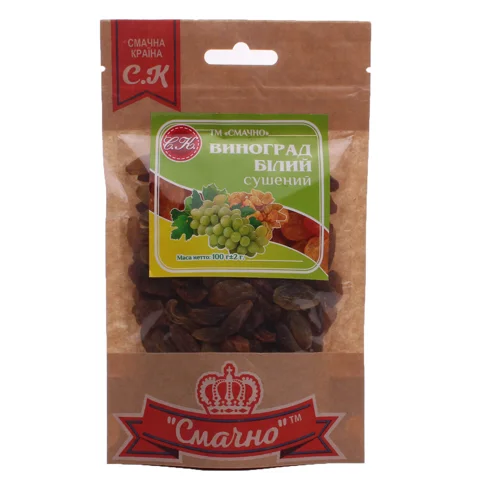 Виноград Смачно сушений білий,100г