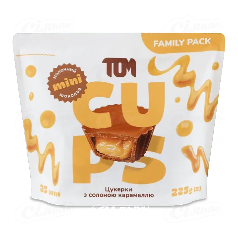 Цукерки TOM з солоною карамеллю шоколадні, 225г