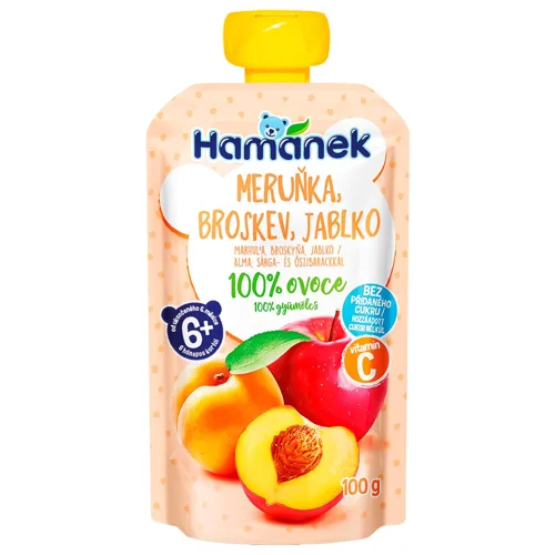 Пюре Hamanek Яблуко з персиком та абрикосом 100г