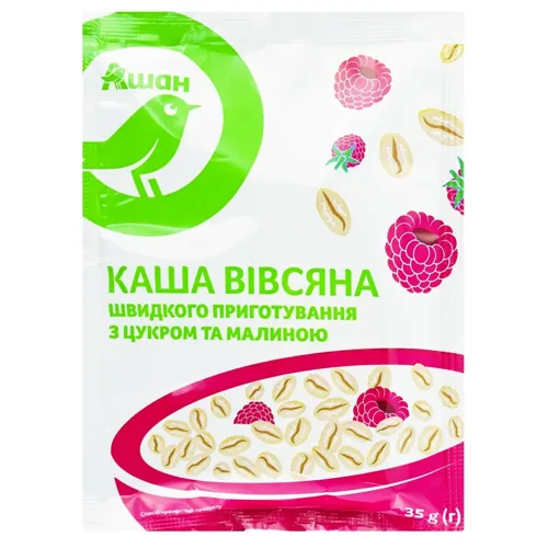 Каша Ашан вівсяна з малиною 35г