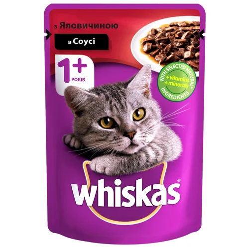 Корм вологий Whiskas з яловичиною для котів 85г