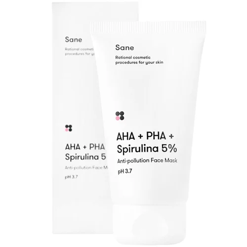 Маска для обличчя Sane Проти токсинів з AHA + PHA + спіруліна 5% 75мл