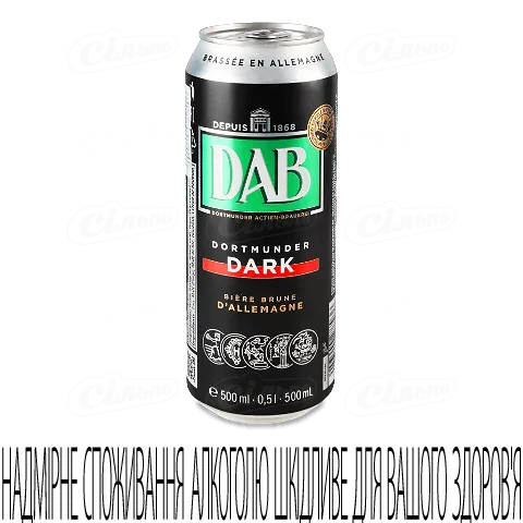 Пиво DAB темне фільтроване пастеризоване 4,9% 0,5л