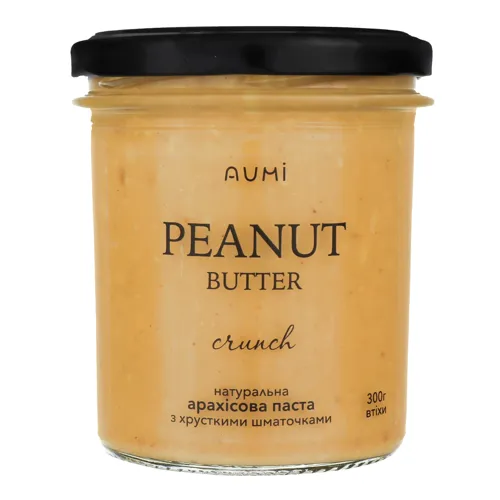 Паста арахісова з натуральними шматочками Aumi с/б 300г