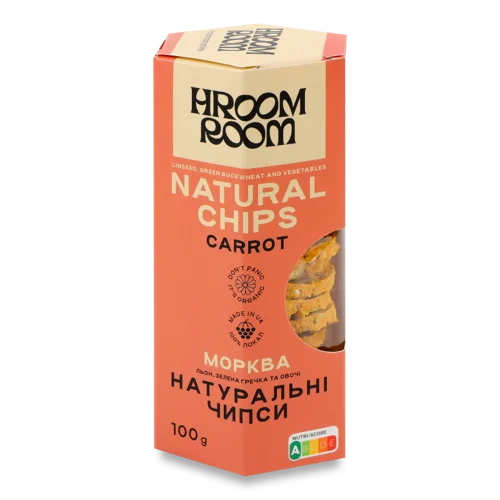 Чипси Натуральні Морква, Вищого Ґатунку, Картонна Упаковка, 100г