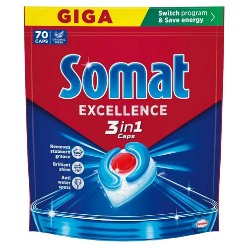 Таблетки для посудомийних машин Somat Exellence 3в1 70шт