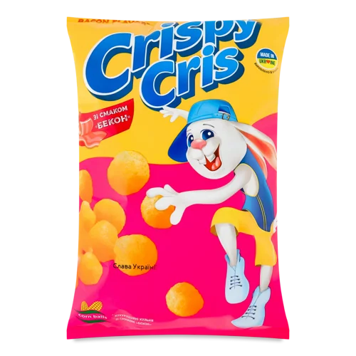 Кульки Кукурудзяні Бекон Crispy Cris, вищого ґатунку, 55г