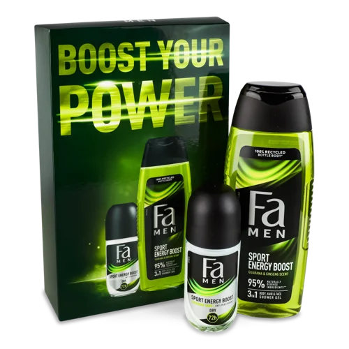 Гель для душу 3в1 Sport Energy Boost 250мл + Антиперспірант роликовий Sport Energy Boost 50мл Fa Men