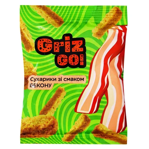 Сухарики GrizGo! пшенично-житні зі смаком бекону 70г