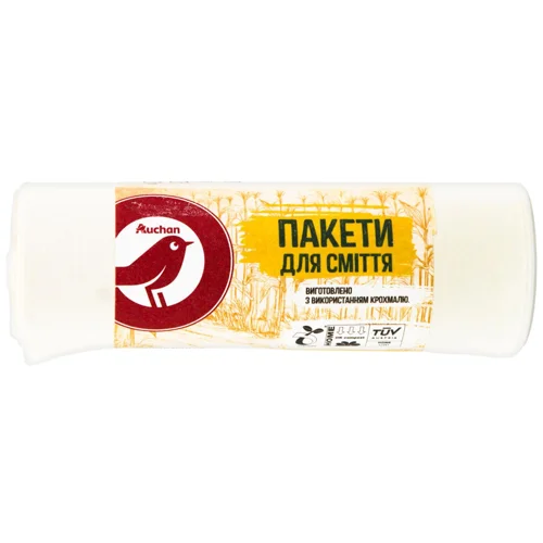 Пакети для сміття Auchan органічні 60л 10шт