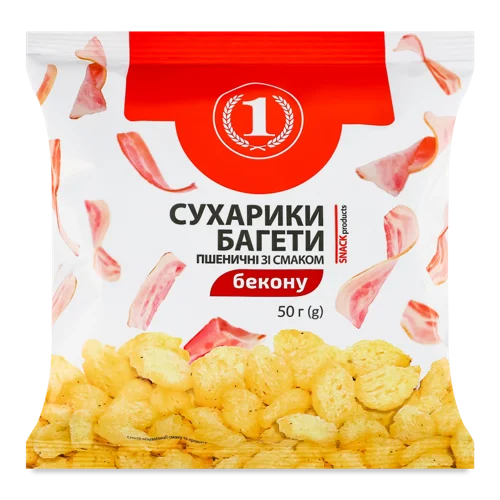 Сухарики Пшеничні Зі Смаком Бекону, в/ґ, 50г
