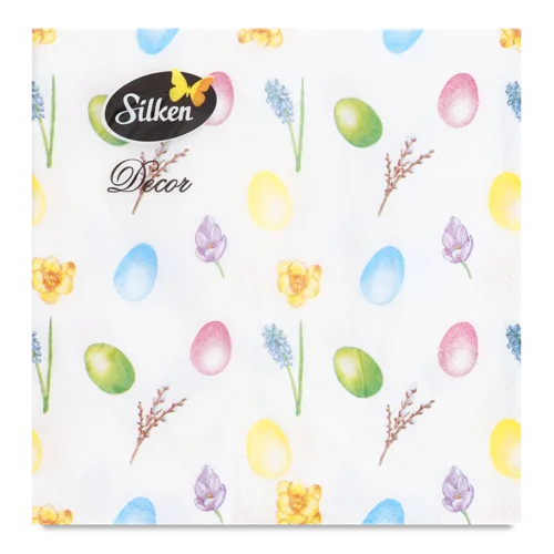 Паперові Серветки 3-Шарові Decor Silken 33x33см, 18шт, асорт