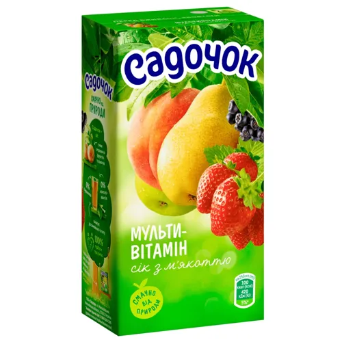 Сік Садочок мультивітамінний з м'якоттю 0,5л